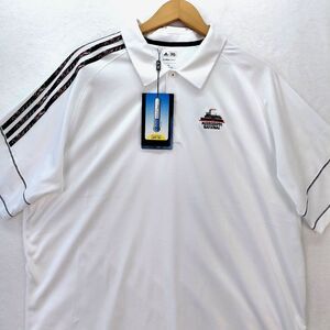 Adidas Mens Golf Polo Shirt XL NEW White 3 Stripe Climacool Performance Relaxed